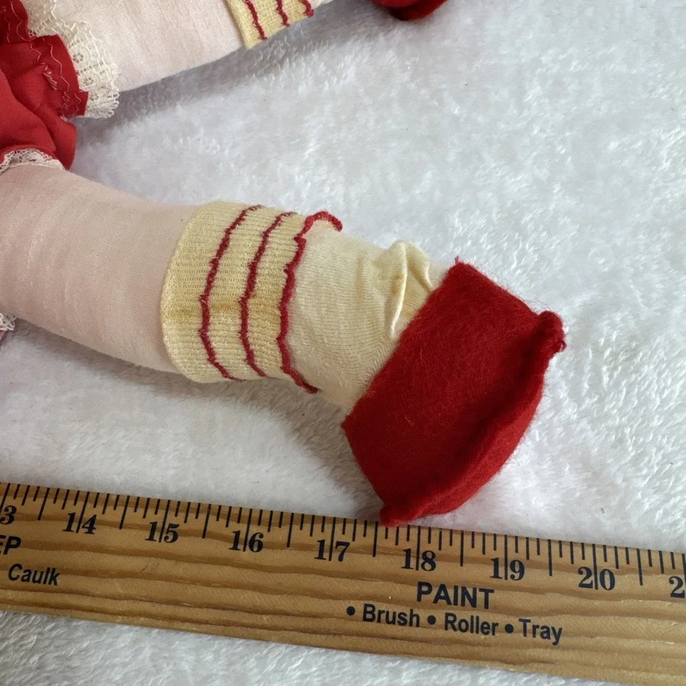 Vintage Rag‎ Doll Strawberry Dress Yarn Hair Handmade Stuffed Toy Plush Doll